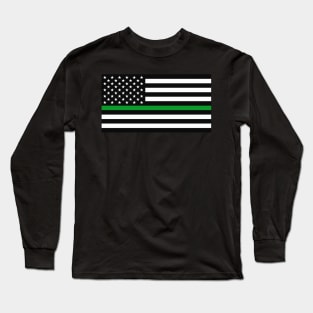 American Flag Thin Green Line Long Sleeve T-Shirt